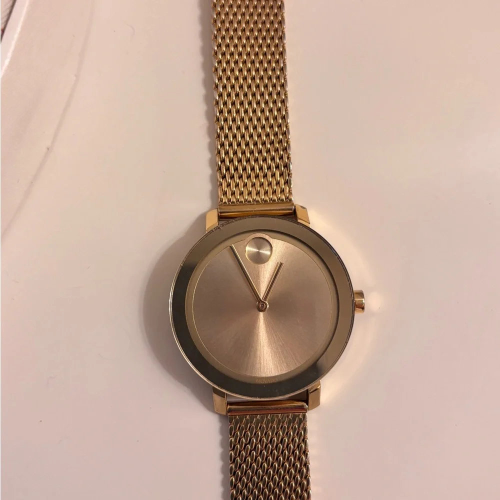 Movado Gold Mesh Women's Watch
Used in fair condition. Needs a new battery. - Picture 2 of 7